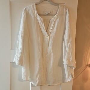 Purejill Crinkle Gauze Cotton Top- Made With Organic Cotton- Size Large